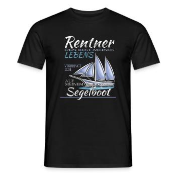 Leben auf Segelbot als Rentner - Männer T-Shirt - Schwarz - Vorne - AI Model Male 178 light (178cm)