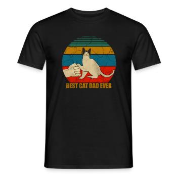 Cats Dad, Cat Dad, Kittens, Kitten, Retro Design, - Men's T-Shirt - black - Front - AI Model Male 178 light (178cm)