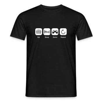 Eat sleep game repeat - Männer T-Shirt - Schwarz - Vorne - AI Model Male 178 light (178cm)