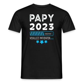Papy 2023 - Cadeau Future Grand-Père . - T-shirt homme - noir - Devant - AI Model Male 178 light (178cm)