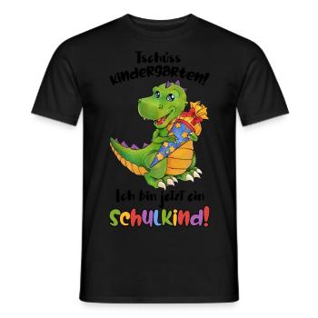 Tschüss Kindergarten, ich bin ein Schulkind Dino - Männer T-Shirt - Schwarz - Vorne - AI Model Male 178 light (178cm)