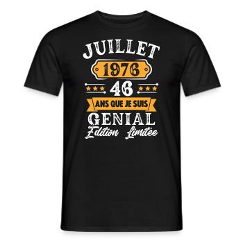 Cadeau D'anniversaire 46 Ans juillet 1976 Rétro - T-shirt homme - noir - Devant - AI Model Male 178 light (178cm)