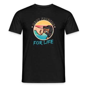 Meilleurs amis pour la vie - Teckel à poil court - T-shirt homme - noir - Devant - AI Model Male 178 light (178cm)