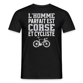 L'Homme Parfait Est Corse Cycliste - T-shirt homme - noir - Devant - AI Model Male 178 light (178cm)