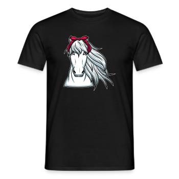 Weißes Pferd mit Bandana Pferde - Männer T-Shirt - Schwarz - Vorne - AI Model Male 178 light (178cm)