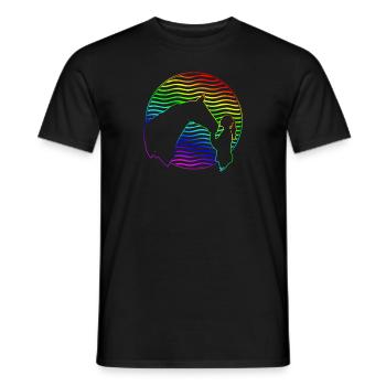 Colourful horse and rider riding - Men's T-Shirt - black - Front - AI Model Male 178 light (178cm)