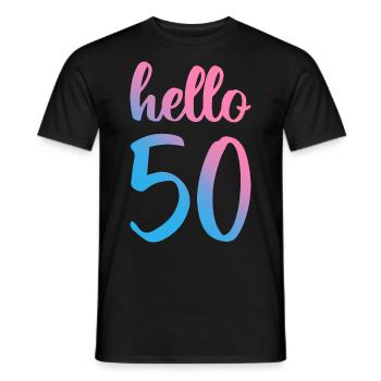 Hello Fifty II - Cadeau de 50e anniversaire - T-shirt homme - noir - Devant - AI Model Male 178 light (178cm)