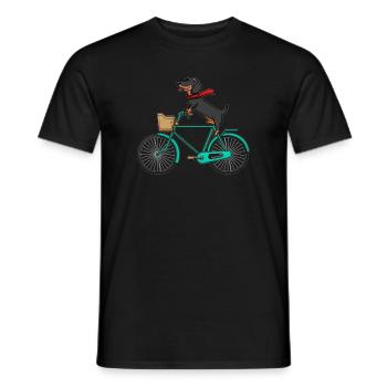 Fröhlicher Dackel fährt Fahrrad - Dackel - Männer T-Shirt - Schwarz - Vorne - AI Model Male 178 light (178cm)