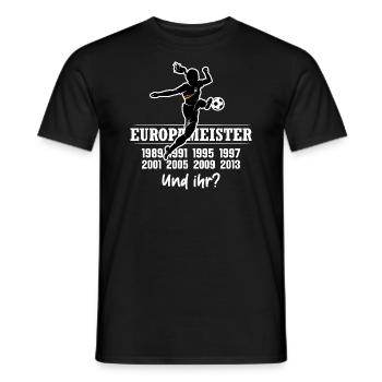 EUROPAMEISTER FRAUENFUSSBALL SPRUCH - Männer T-Shirt - Schwarz - Vorne - AI Model Male 178 light (178cm)