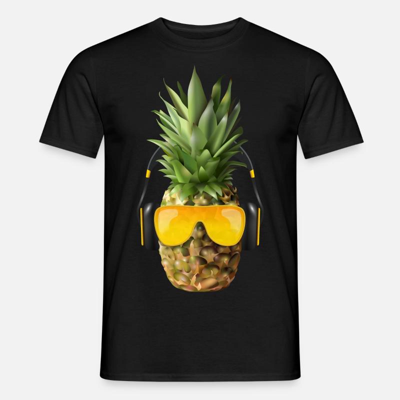 Ananas mit Kopfhörer - Männer T-Shirt - Schwarz