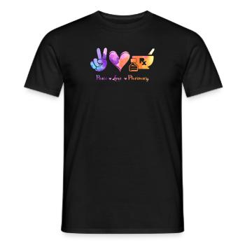 Peace, Love Pharmacy - Pharmazie Pharmakant - Männer T-Shirt - Schwarz - Vorne - AI Model Male 178 light (178cm)