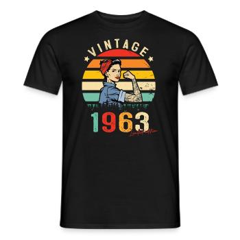 1963 Vintage Édition limitée Cadeau Femmes - T-shirt homme - noir - Devant - AI Model Male 178 light (178cm)