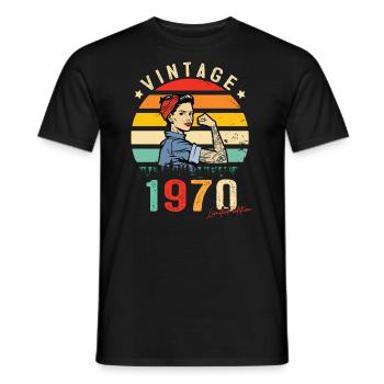 1970 Vintage Édition limitée Cadeau Femmes - T-shirt homme - noir - Devant - AI Model Male 178 light (178cm)