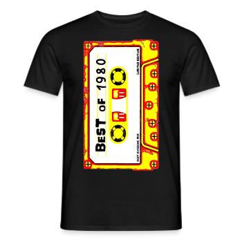 Best of 1980 Cassette Tape Birthday - Männer T-Shirt - Schwarz - Vorne - AI Model Male 178 light (178cm)