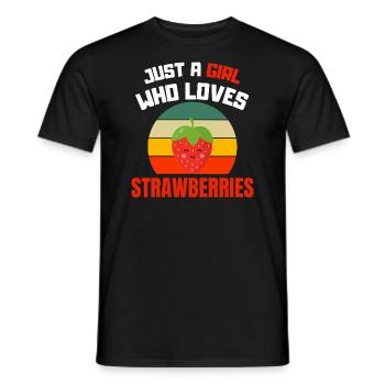 Rote Beeren Sommerfrucht Retro Erdbeer Mädchen - Männer T-Shirt - Schwarz - Vorne - AI Model Male 178 light (178cm)