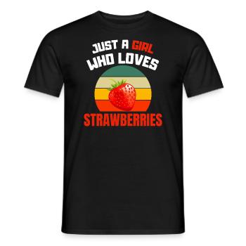 Retro Erdbeere Mädchen - Männer T-Shirt - Schwarz - Vorne - AI Model Male 178 light (178cm)