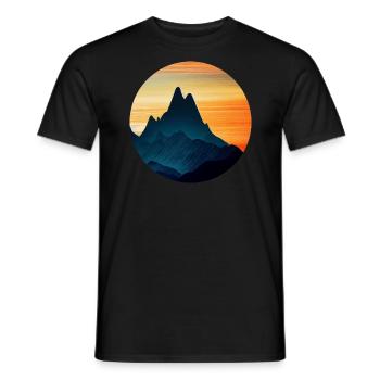 Berge Sonnenaufgang Silhouette Berg Bergsteiger - Männer T-Shirt - Schwarz - Vorne - AI Model Male 178 light (178cm)