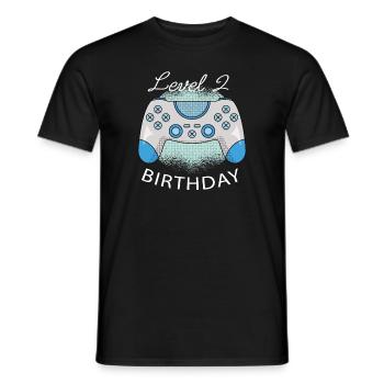 Cadeau d’anniversaire de jeu d’anniversaire de niveau 2 - T-shirt homme - noir - Devant - AI Model Male 178 light (178cm)