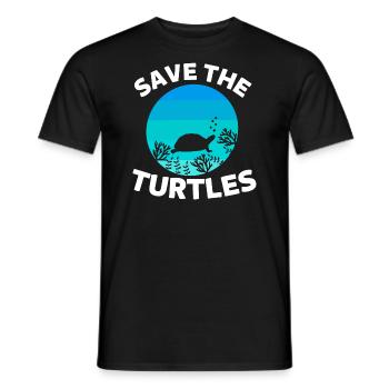 Ozean Tier Tierschutz Retro Rette die Schildkröten - Männer T-Shirt - Schwarz - Vorne - AI Model Male 178 light (178cm)