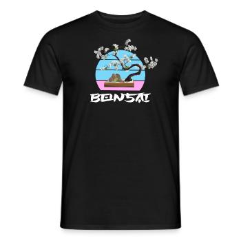 BONSAI tree Yamadori Nebari Japanese cherry blossom - Men's T-Shirt - black - Front - AI Model Male 178 light (178cm)