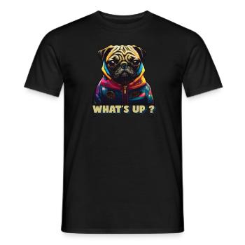 Cool Pug design What's up? - Men's T-Shirt - black - Front - AI Model Male 178 light (178cm)