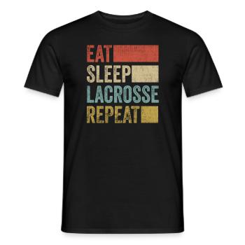Retro Eat Sleep Lacrosse Répéter la crosse - T-shirt homme - noir - Devant - AI Model Male 178 light (178cm)