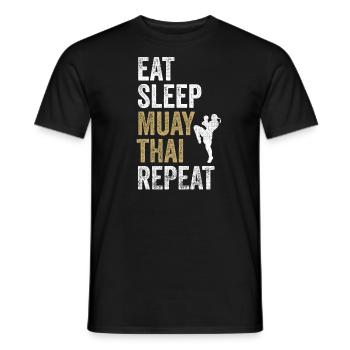 Eat Sleep Muay Thai Boxing Tee Vintage Muay Thai - T-shirt homme - noir - Devant - AI Model Male 178 light (178cm)