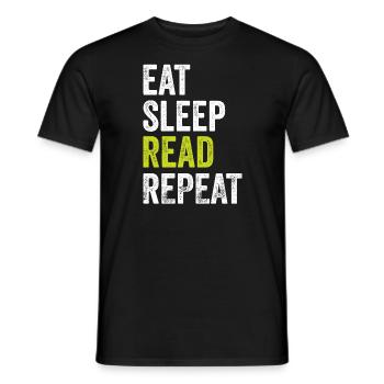 Eat Sleep Read Repeat Book Reader - Men's T-Shirt - black - Front - AI Model Male 178 light (178cm)