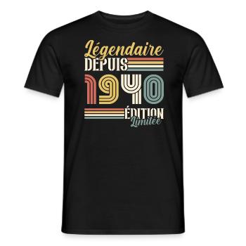 Légendaire Depuis 1940 - T-shirt homme - noir - Devant - AI Model Male 178 light (178cm)