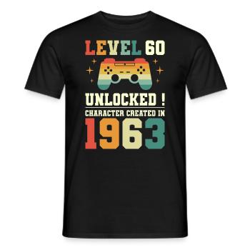 Level 60 Geburtstagsspieler 60 Jahre - Männer T-Shirt - Schwarz - Vorne - AI Model Male 178 light (178cm)