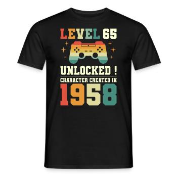 Level 65 Birthday Gamer 65 Years - Men's T-Shirt - black - Front - AI Model Male 178 light (178cm)