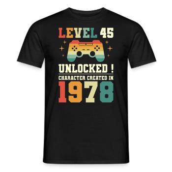 Level 45 Birthday Gamer 45 Years - Men's T-Shirt - black - Front - AI Model Male 178 light (178cm)