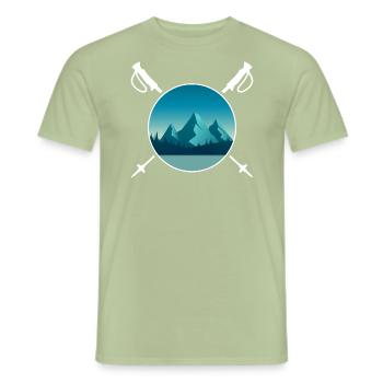 Randonnée Bâton de randonnée « alpine » servus alpen - T-shirt homme - vert sauge - Devant - AI Model Male 178 light (178cm)