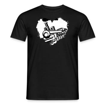 Railway locomotive Railway "Love-Train" - Men's T-Shirt - black - Front - AI Model Male 178 light (178cm)