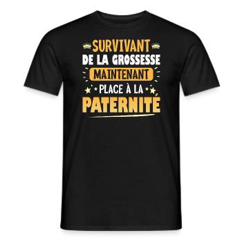 Humour Paternité Après Grossesse Jeune Papa 2024 - T-shirt homme - noir - Devant - AI Model Male 178 light (178cm)