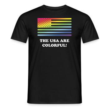 The USA Are Colorful! (Stars And Stripes) - Men's T-Shirt - black - Front - AI Model Male 178 light (178cm)