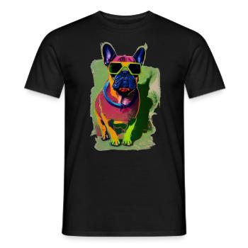 Französische Bulldogge mit Sonnenbrille - Männer T-Shirt - Schwarz - Vorne - AI Model Male 178 light (178cm)