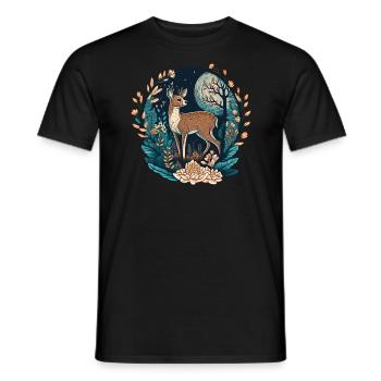 Cerf de Virginie Esthétique Cottagecore Fantasy Cerf - T-shirt homme - noir - Devant - AI Model Male 178 light (178cm)