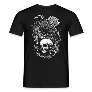 Raven Skull Forest Animal Bird Gothic Metal - Men's T-Shirt - black - Front - AI Model Male 178 light (178cm)