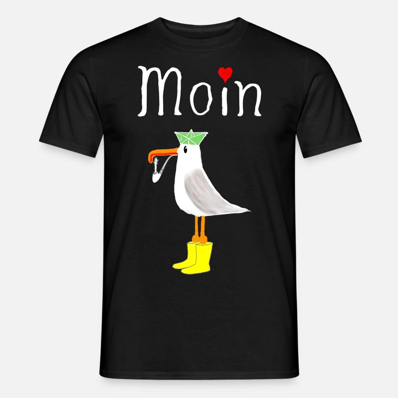 Moin Möwe Seemann - Männer T-Shirt - Schwarz