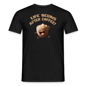 kaffee life begins after coffee - Männer T-Shirt - Schwarz - Vorne - AI Model Male 178 light (178cm)
