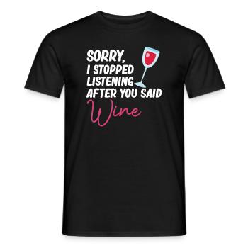 Après avoir dit amateurs de vin buveurs - T-shirt homme - noir - Devant - AI Model Male 178 light (178cm)