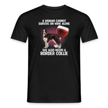 Une femme a besoin d’un buveur de vin amoureux des chiens buveurs - T-shirt homme - noir - Devant - AI Model Male 178 light (178cm)