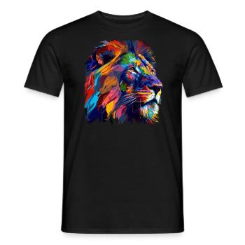 Lion Head Oil Painting Gift - Men's T-Shirt - black - Front - AI Model Male 178 light (178cm)