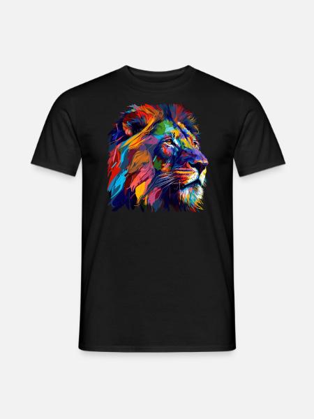 Löwenkopf Ölgemälde Geschenk - Männer T-Shirt - Schwarz