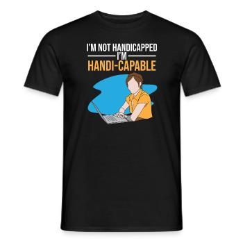 Prothèse de bras amputée Je suis Handi-capable - T-shirt homme - noir - Devant - AI Model Male 178 light (178cm)