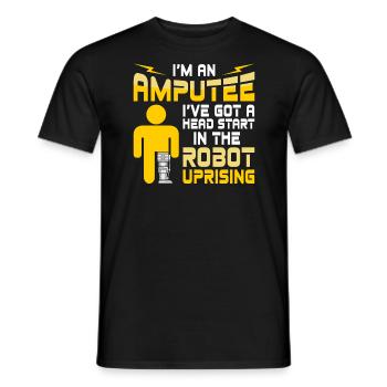 Prothèse robotisée jambe-bras amputée avec jambes - T-shirt homme - noir - Devant - AI Model Male 178 light (178cm)