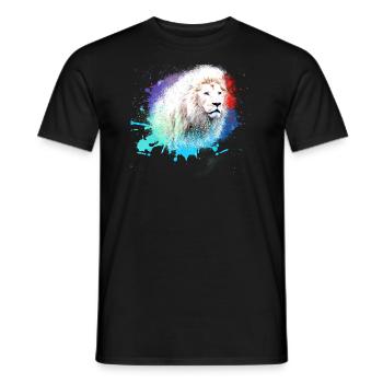 White Lion,Lion,Colorful,Graffiti,Painting - Men's T-Shirt - black - Front - AI Model Male 178 light (178cm)