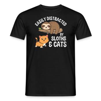 Abgelenkt Von Faultieren Und Katzen Niedliche - Männer T-Shirt - Schwarz - Vorne - AI Model Male 178 light (178cm)