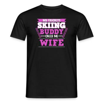 Skiing Buddy m’appelle femme Ski Snow - T-shirt homme - noir - Devant - AI Model Male 178 light (178cm)